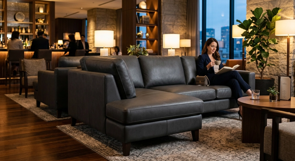 pvc leather in hotel sofa